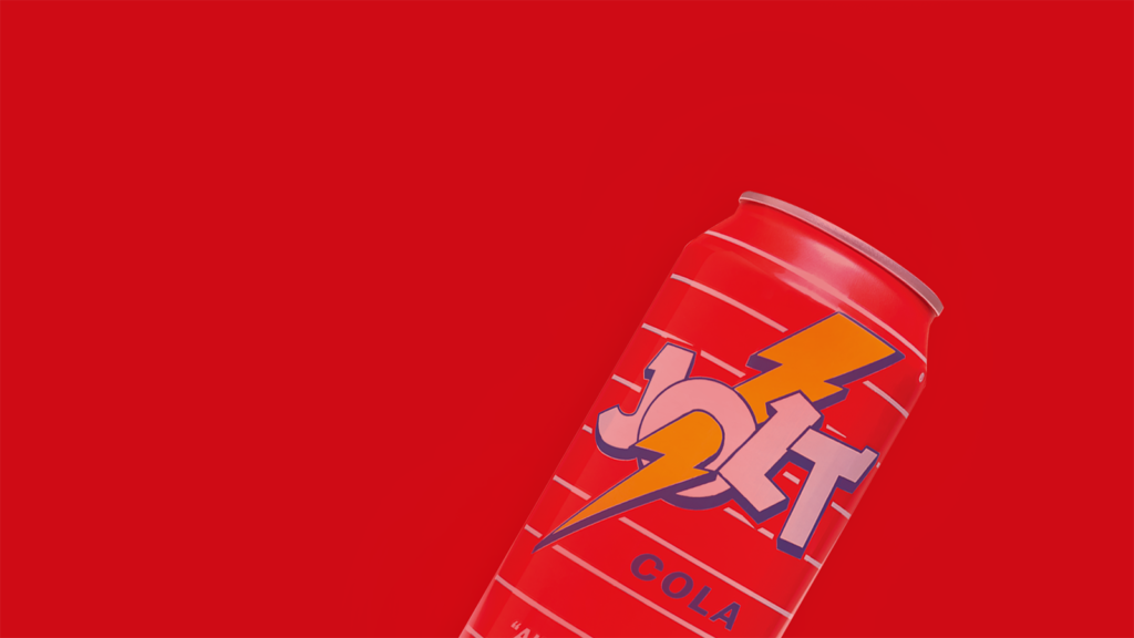 A red can of Jolt Cola on a red background