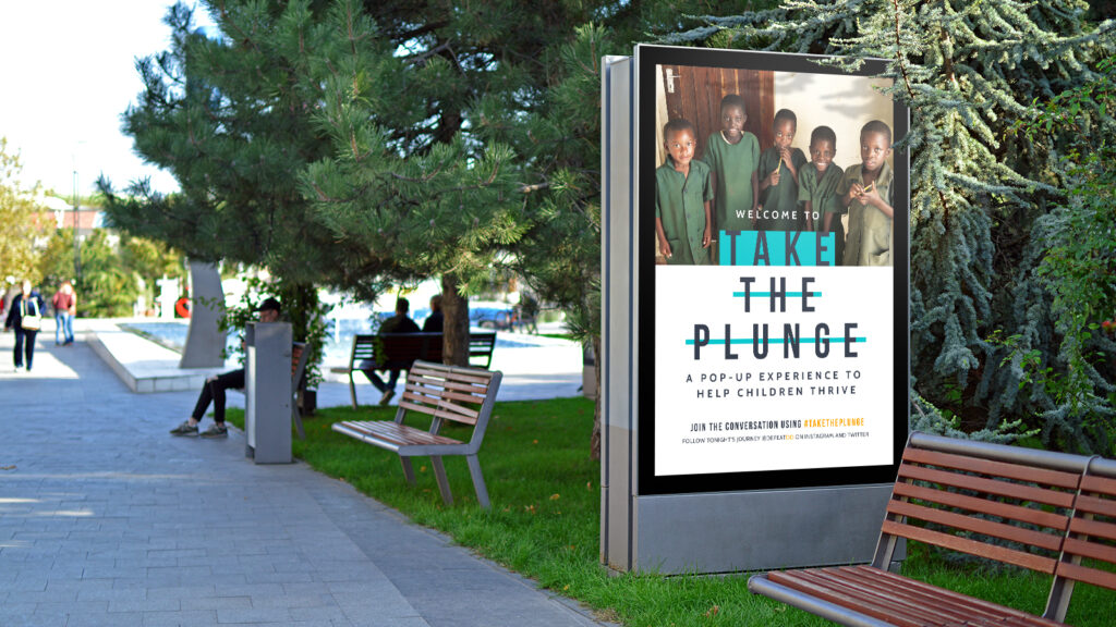 A bus stop poster for the Take the Plunge campaign