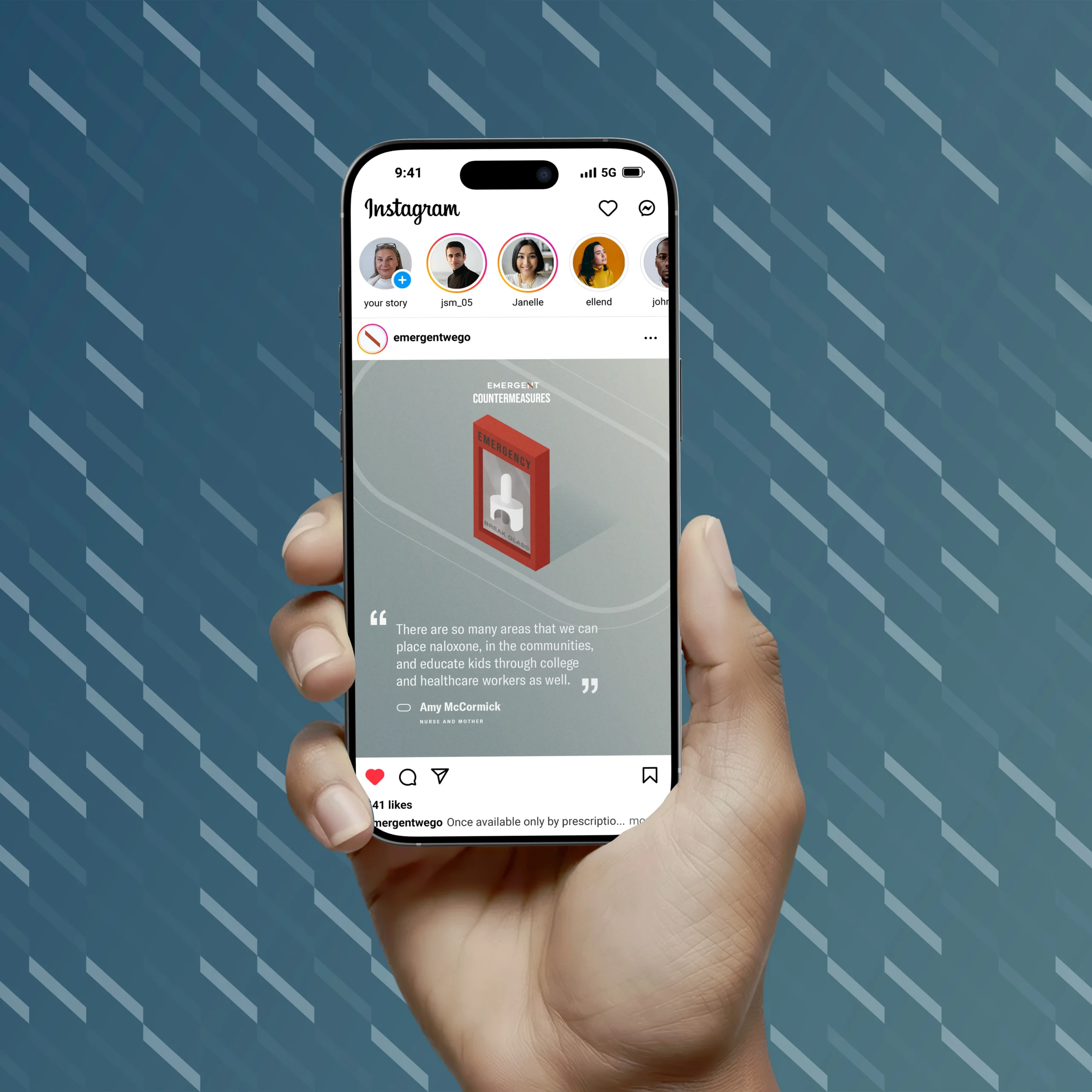 A hand holds a smartphone displaying an Instagram post featuring a red book titled "Contraindications" against a gray background, with a quote about science, construction, and healthcare workers.